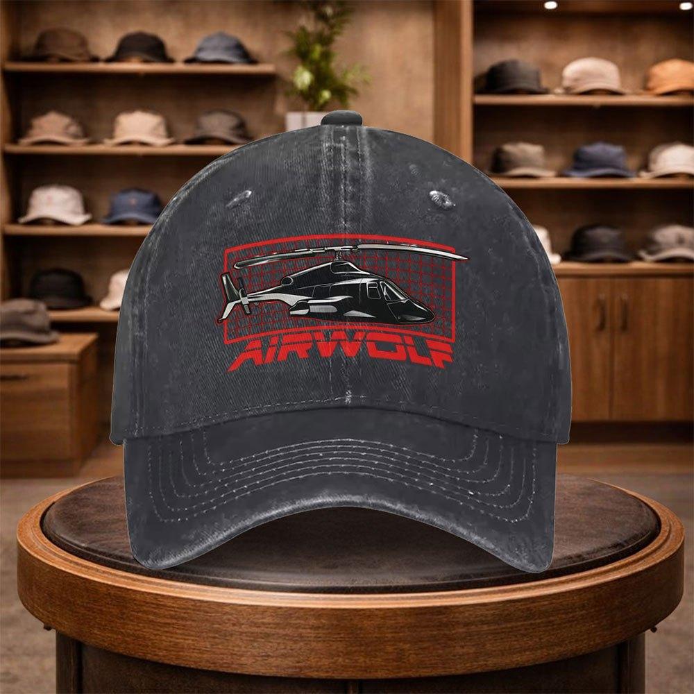 A Stylish Airwolf Printed Baseball Cap Perfect for Casual Outings This Adjustable Hat Is Suitable for All Seasons And Ideal fo