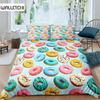 Комплект постельного белья с изображением пончика, наволочка с изображением десерта и еды, цветной принт, 2/3 шт., двуспальный комплект постельного белья размера «king-size» для девочек