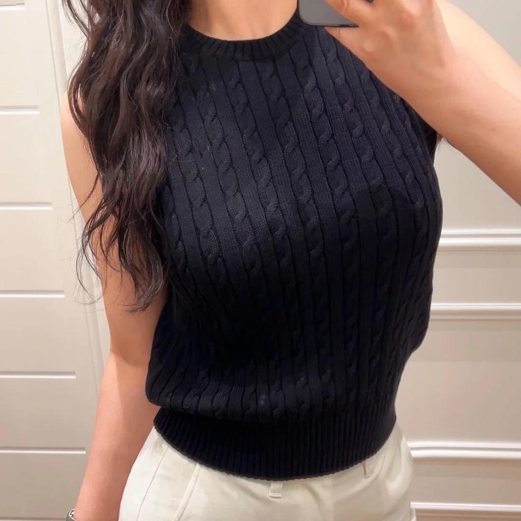 Хлопковый жилет без рукавов в рубчик с вышивкой пони Ralph Lauren в стиле преппи