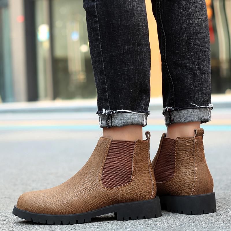 Модные мужские ботинки из натуральной кожи, универсальные, новые, без застежек, мужские туфли, модные мужские ботильоны, роскошь для мужчин, классические мотоциклетные ботинки