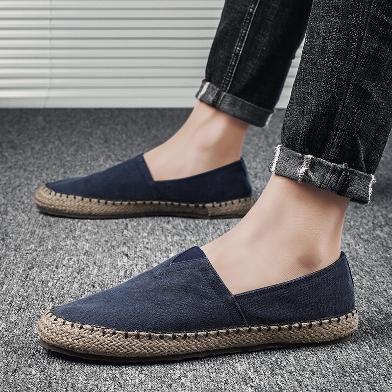 Summer Breathable Canvas Lazy One-Pedal Men Fisherman Versatile Casual Linen Shoes National Style Shoes Men