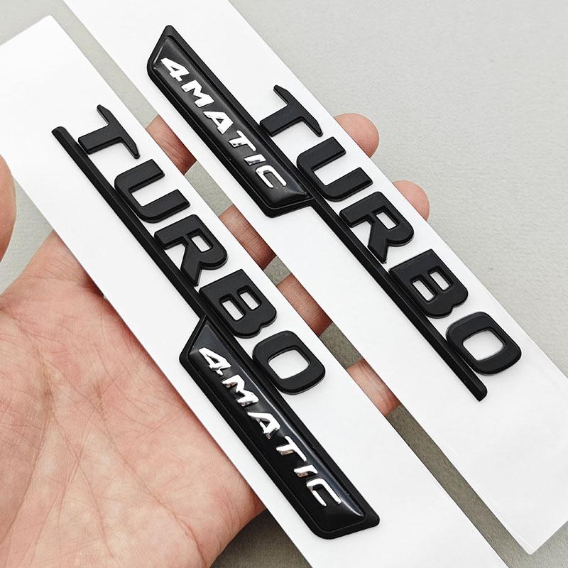 2PCS ABS Car Letter Side Fender Logo TURBO 4MATIC Badge Emblem Sticker For Mercedes Benz AMG A45 CLA35 45 X247 W213 Accessories