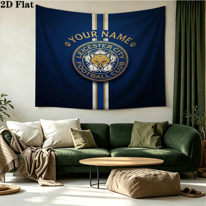 Custom Name Leicester City Printed Tapestry – Wall Hanging for Bedrooms, Dorms, and Home Decor
