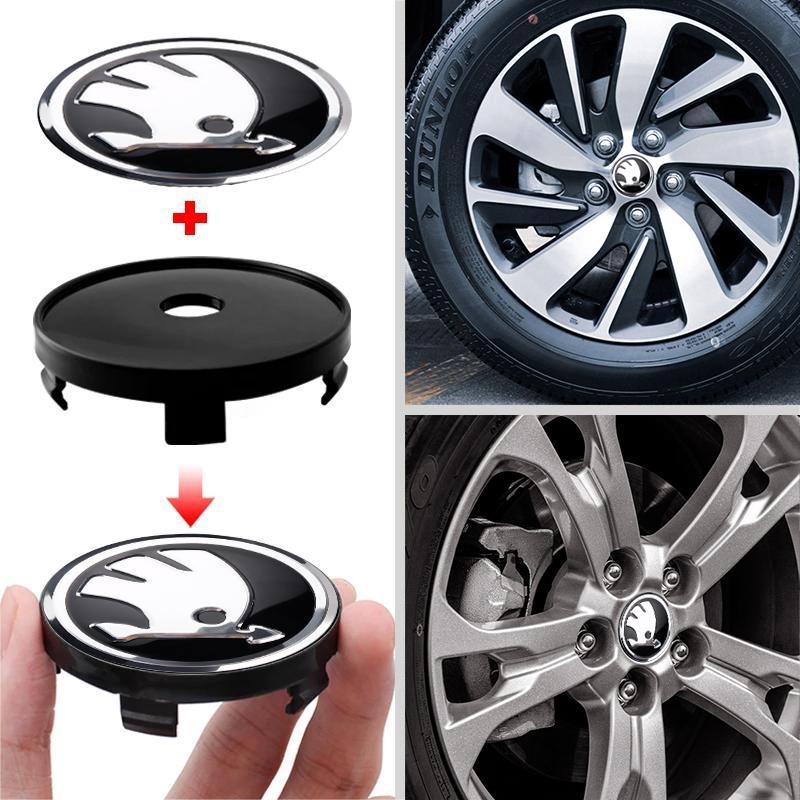 56/60mm Car Styling Wheel Center Hub Cap Sticker Car Decoration Decal For Skoda Octavia Fabia Superb Kodiaq VRS VII Scala Karoq