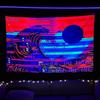 Психоделический грибной лес Черно-белый гобелен 2D Плоская печать УФ-реактивный Персиковая кожа Флуоресцентный настенный подвес Декор спальни
