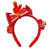 Головной убор Новогодний обруч для волос Вышитый бант Древний стиль Повязка на голову Красная плюшевая повязка Фестиваль