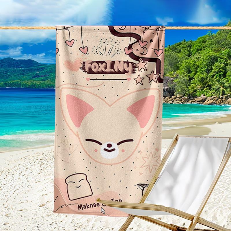 1pc Kpop Team6 Beach Towel, Beach and Seaside Swimming Pool Equipment, Fashion Pattern, Rectangular, Travel Essentials