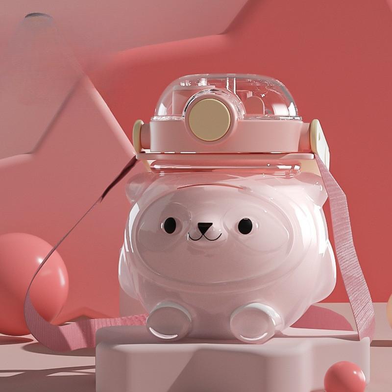 Летний Панда Двойной Напиток Красивый Просторный Детский Очаровательный Пластиковый Стакан для Воды Медведь Стакан с Трубочкой Стакан Пластиковый