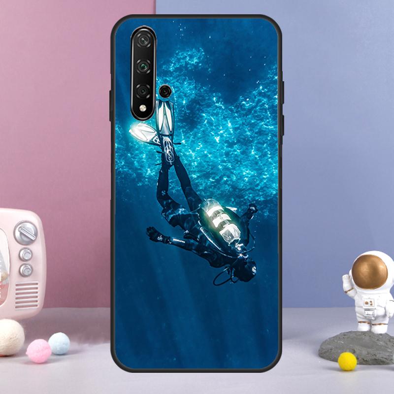 Чехол для Huawei Nova Y70 Y90 Y60 Y72 Y73 Y61 Y91 7i 8i 11i 12i 12s 9 10 SE P20 P30 P40 Lite с изображением дайвера для подводного плавания