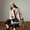 Chuyu Women's 2025 Winter Camel Wool Blend Mid-Length Coat
