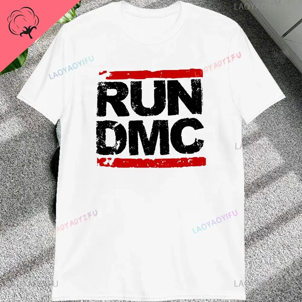 Винтажные Мужские Футболки с Принтом Hip Hop Rock Музыки Run Dmc, Короткий Рукав, Уличная Одежда, Свободные Женские Футболки, Повседневные Модные Футболки