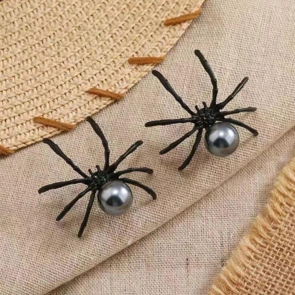 Dark Style Spider Stud Earrings Zinc Zinc Alloy Pearl Earrings Vintage Halloween Earrings Women