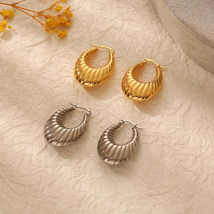 Легкие роскошные полые серьги из титановой стали высшего качества во французском стиле, геометрические серьги из титановой стали с покрытием из нержавеющей стали 18-каратного золота