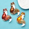 Rhinestone Enamel Fox Brooches For Women Animal Party Causal Brooch Pins Gifts