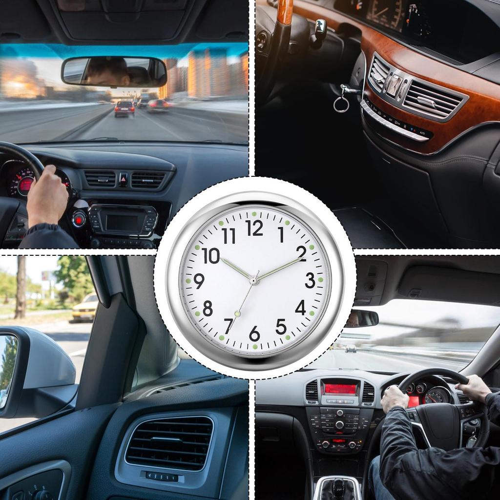Car Analog Clock luminous car dashboard exhaust port adhesive timing clock electronic quartz hour clock For Car Dashboard