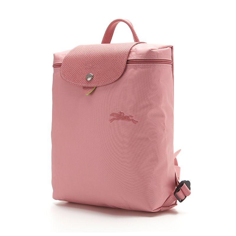 Longchamp Le Pliage Green 26 Foldable Button Zipper Closure Leather Trim Backpack Women backpack Pink 1699919P72