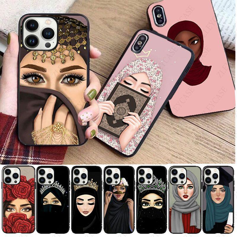 Hijab Girl Muslim Islamic Gril Eyes Arabic Phone Cover For Iphone 14pro 11pro 12 13pro Max 5s 6s Xs 7 8plus SE Xr 12mini Coque