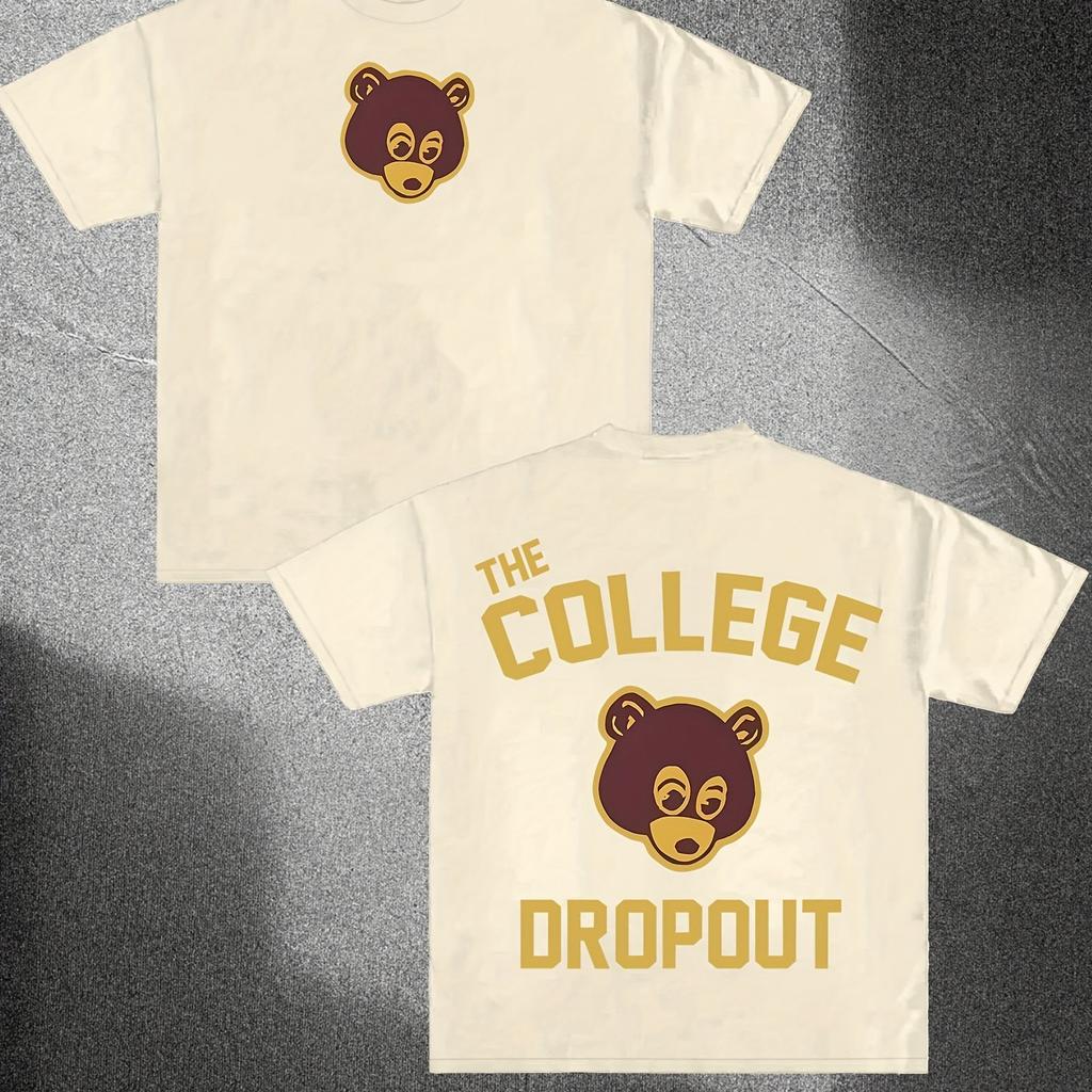 Лучший известный Канье Уэст The College Dropout Graphics Футболка Мужская Женская Хип-Хоп Рэп Винтажные Футболки Мужская Повседневная Футболка Большого Размера