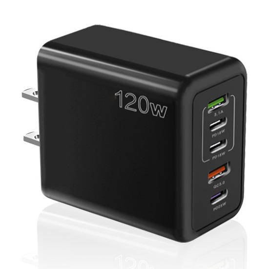 Зарядное устройство 120 Вт для мобильного телефона, быстрая зарядка, Type-C, штекер США, PD/USB, многопортовое, безопасное, эффективное, мощное зарядное устройство