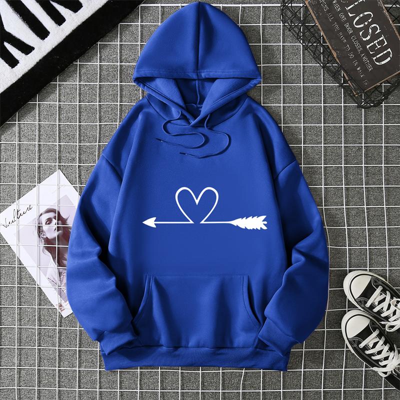 Women's Hoodie High Street Unisex Style Double Pockets Sweatshirts Outerwear Heart Print Women's Clothing