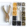 180 Sets Leather Rivets Double Caps Rivet Tubular Metal Studs with 3 Setting Tool Punch Plier for Leather Craft Repair