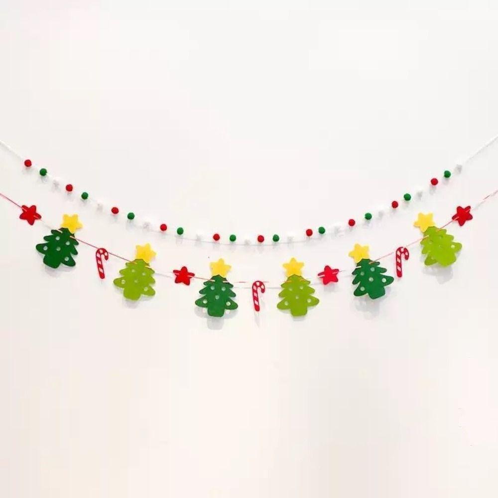 Seasonal Decor Felt Christmas Banner Decorated DIY Handmade Christmas Pendant Furry Balls Xmas Pendant Home Room