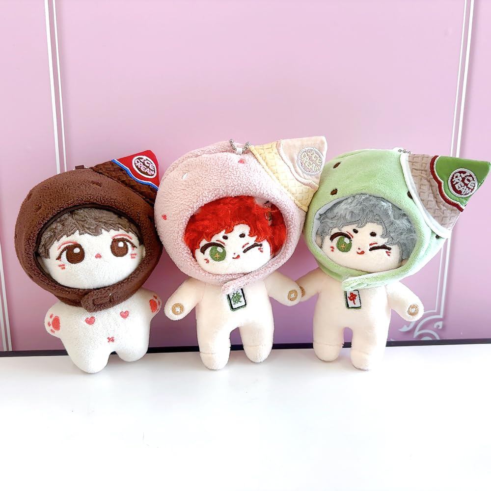 Ice Cream-Shaped Kigurumi Cap for 10cm Strawberry Plush Toy, Kigurumi Accessories, Otaku Activities, Doll Mascot, Kpopdoll Costume [Used]