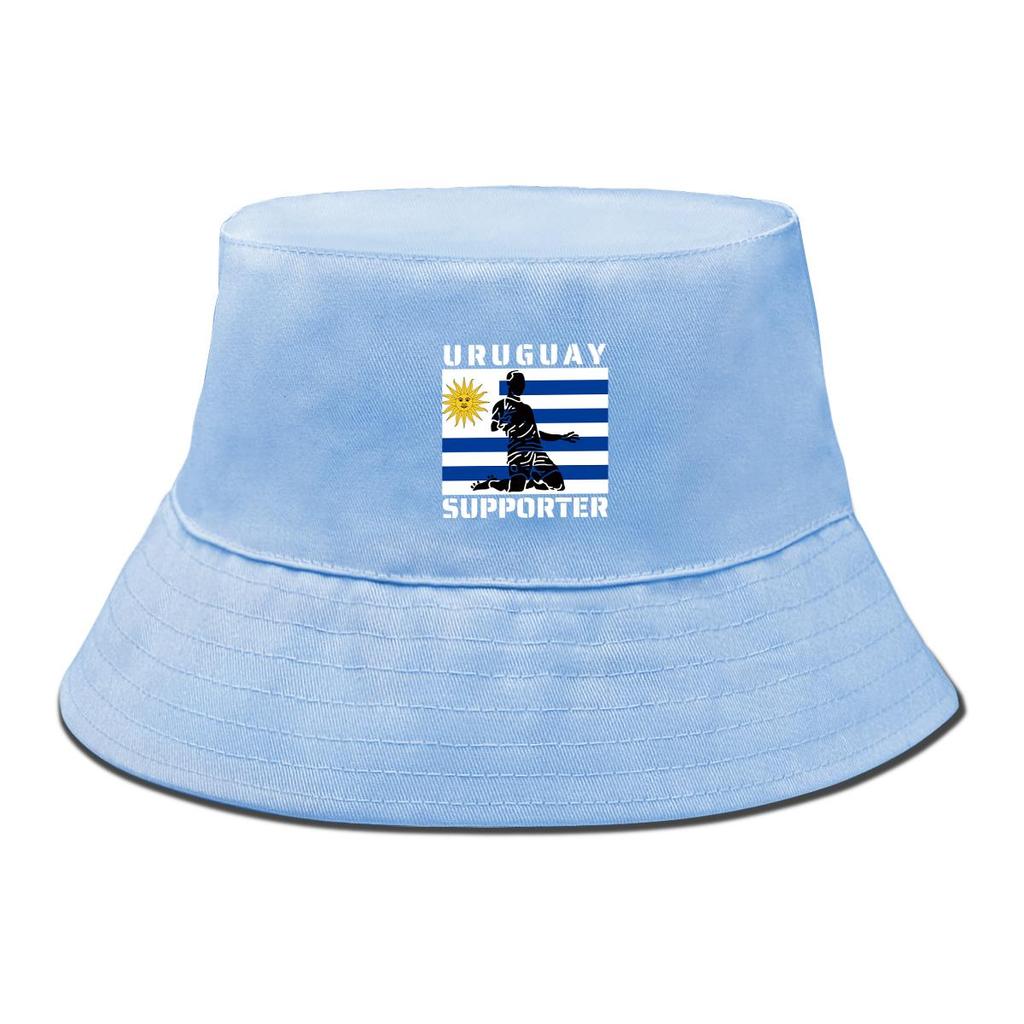 Bucket Hat With Uruguay Flag Football Print , Patriotic Sun Hat Simple Reversible Fit Beach Cap