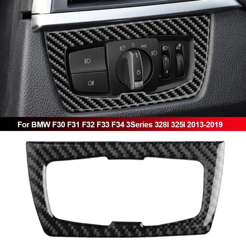 Carbon Fiber Auto Headlight Switch Frame Interior Cover Trim Accessories For BMW F30 F31 F32 F33 F34 3Series 328I 325I 2013-2019