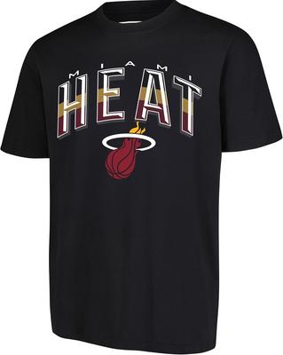 Мужская футболка NBA Miami Heat, Изогнутая Плекси, С коротким рукавом, Маленький размер, Черный