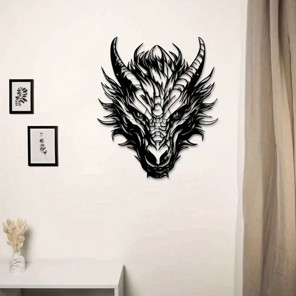 Металлическая настенная art-скульптура Дракон, 1 шт., 11,8" Ретро-скульптура из железа, Водонепроницаемое украшение для помещений и улицы, Подарок