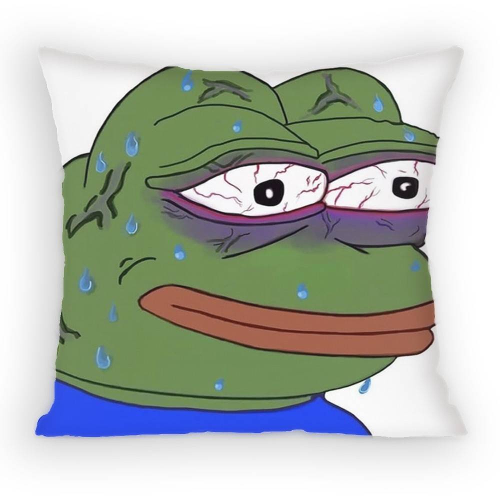 Sad P-Pepe The Frog Pillow Case Anti-Dustmite Pillowcase Invisible Zipper Silky Short Plush Sofa Cushion Cover