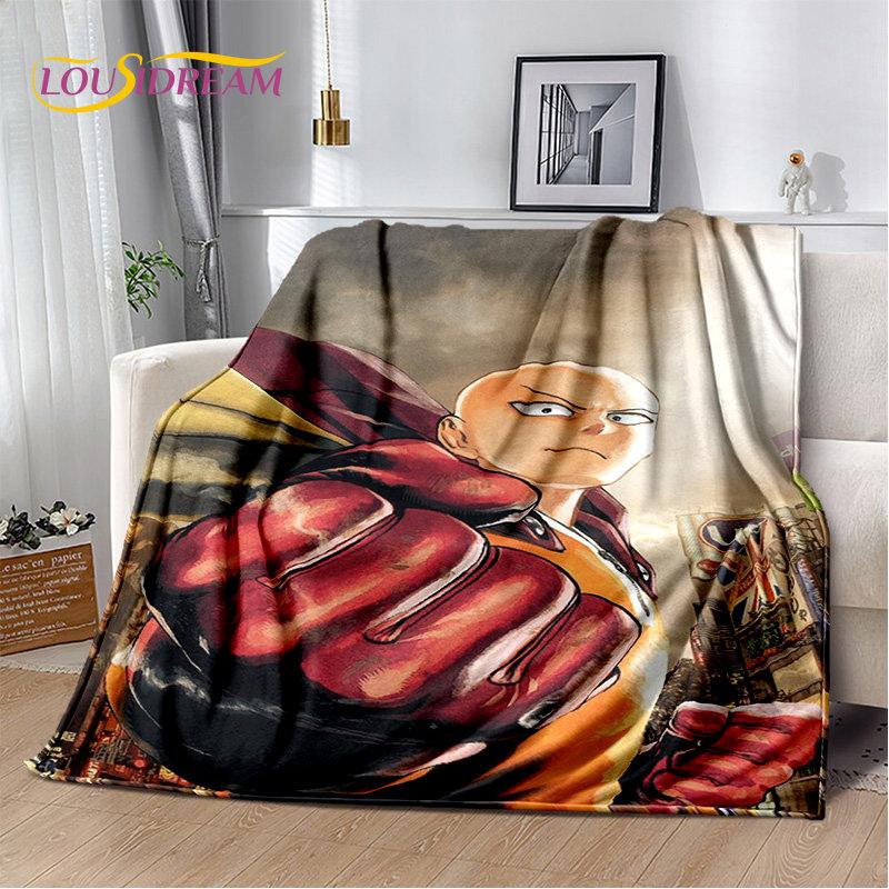 Мягкое плюшевое одеяло с рисунком аниме ONE PUNCH MAN, фланелевое одеяло, одеяло для гостиной, спальни, кровати, дивана, чехол для пикника, детское одеяло