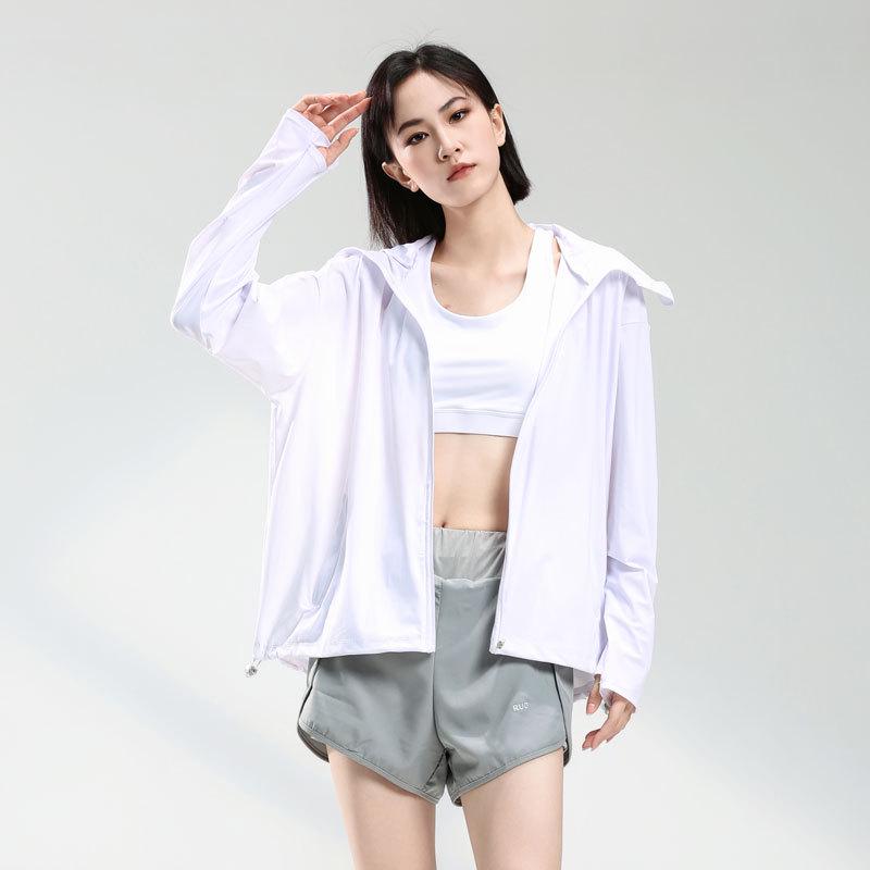 Женская спортивная куртка из ледяного шелка с защитой от УФ-лучей - Эластичная, с капюшоном, дышащая ветровка для занятий спортом на открытом воздухе