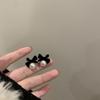 "925 Silver Black Bow Pearl Earrings - Elegant & Versatile for Women, 2022 Autumn/Winter Collection"