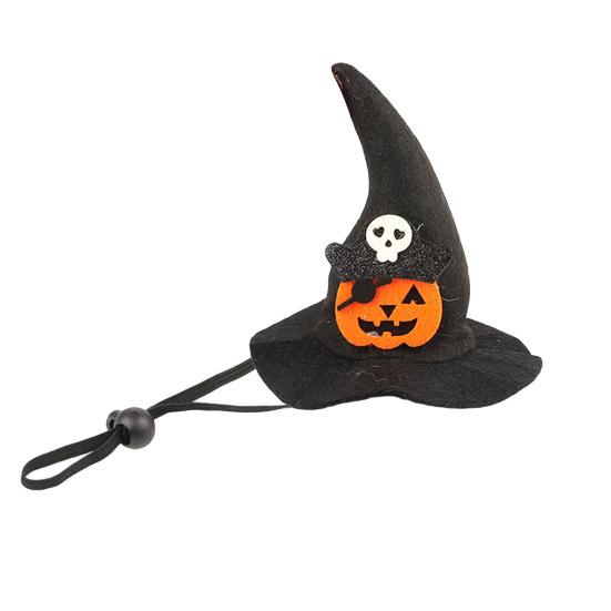 Lightweight Pet Headgear Halloween Cat Witch Hat, Fun Hat with Adjustable Elastic Strap, Cartoon Comfortable Headwear Ghost Pumpkin Bat Skull for Cats