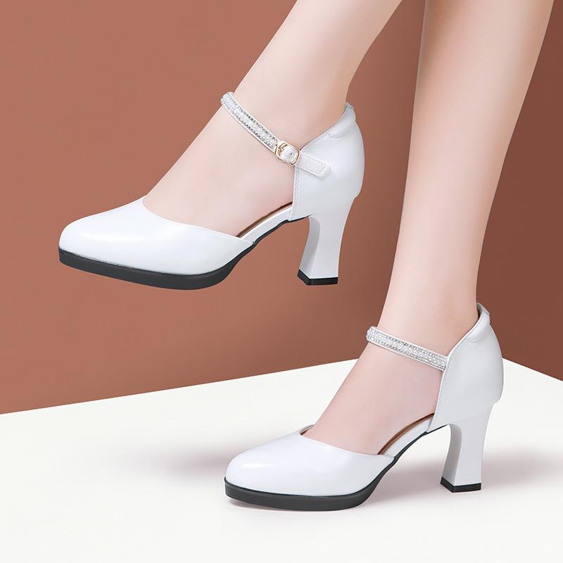 Туфли-лодочки из натуральной кожи на толстом каблуке 7/9/11 см, супервысокий каблук, водонепроницаемая платформа, женская обувь для вечеринки, туфли на высоком каблуке