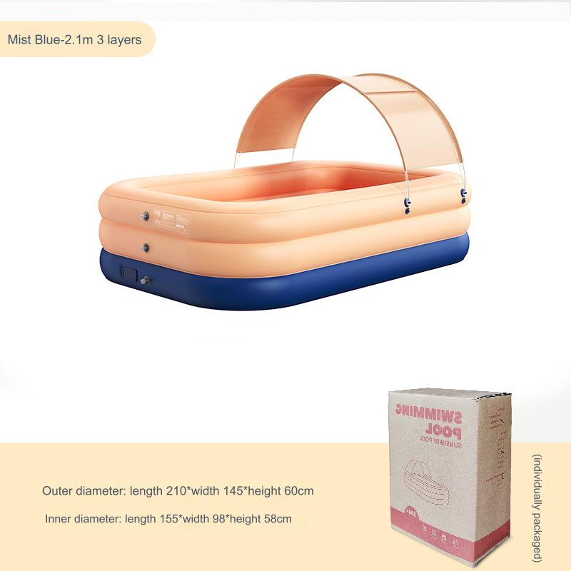 Надувной бассейн с навесом, Очень большой надувной семейный бассейн со встроенным насосом, работающим от батареек, для сада на открытом воздухе