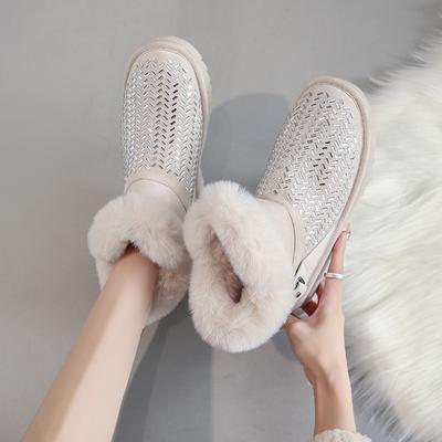 Женские ботинки, новые зимние плюшевые высокие зимние ботинки для женщин, теплые повседневные лаконичные удобные элегантные хлопковые женские ботильоны