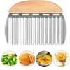 Wavy French Fry Cutter, Stainless Steel Crinkle Blade, Waffle and Vegetable Chopper, Kitchen Gadget for Thick Cut Fries