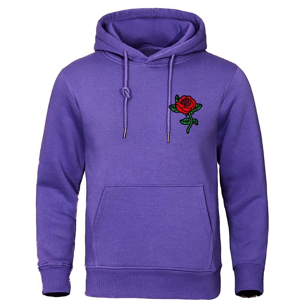 New Fashion Autumn New Fashion Hooded Rose Printed Elastic Top Pullover Casual Men's Hooded Sweatshirt Hip Hop Hoodie