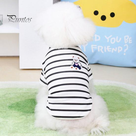 Милая тонкая футболка с круглым вырезом и рисунком медведя из мультфильма «Домашние животные», летний полосатый свитер для повседневной носки