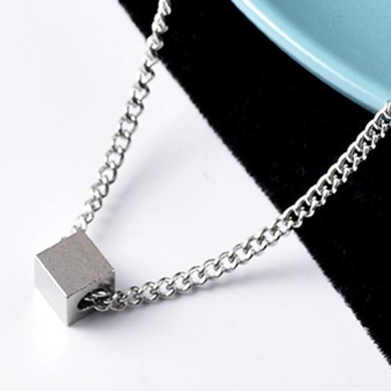 Геометрическое ожерелье с подвеской для мужчин Серебряный кубический кулон цепочка ожерелье гипоаллергенные украшения для повседневной носки