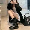 Новые модные ботинки для женщин весна/осень квадратный каблук женские до середины икры женские слипоны с острым носком WESTERN ботинки женские