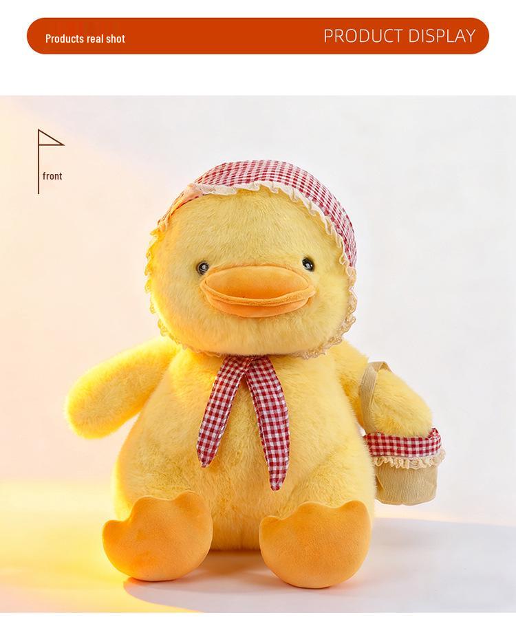 Yellow Duck Plush Toy with Scarf - Cute Little Doll Animal Figure, Perfect Birthday Gift Ornament