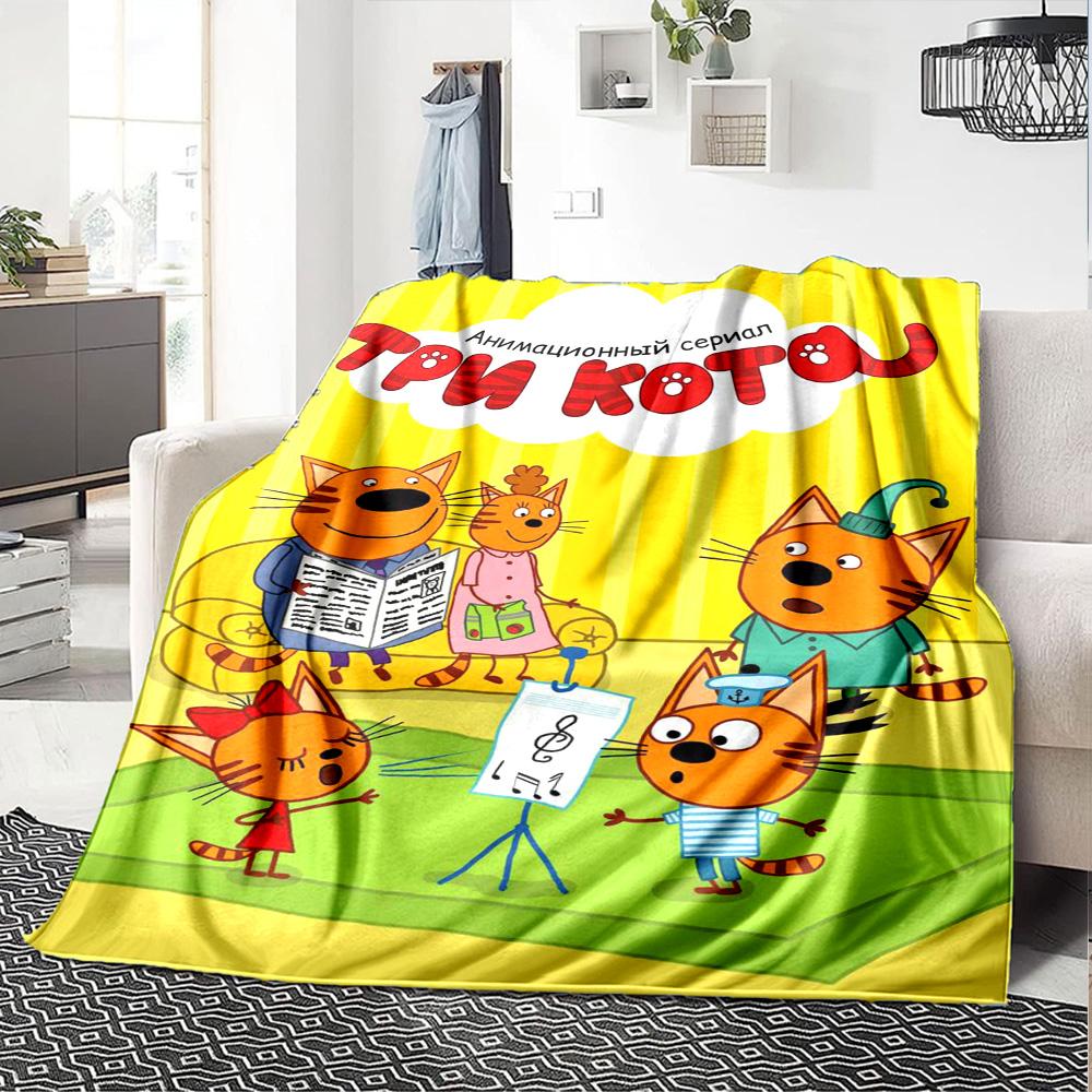 Cartoon Kid-E-Cats Print Flannel Blanket High Quality Warm Comfortable Cover for All Seasons Perfect for Gifts Home Decor
