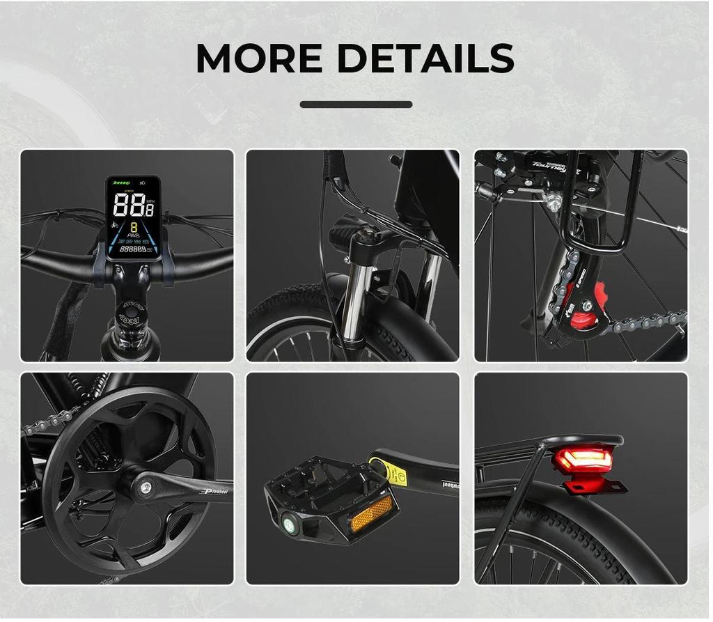 SAMEBIKE 26" City Electric Bike, 500W Motor, 36V 15Ah Lithium Battery, Commuter E-Bike with Rear Rack