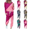 Женский полосатый принтованный спортивный костюм из 2 предметов, удобная толстовка с круглым вырезом, спортивные штаны для занятий йогой и тренировкой