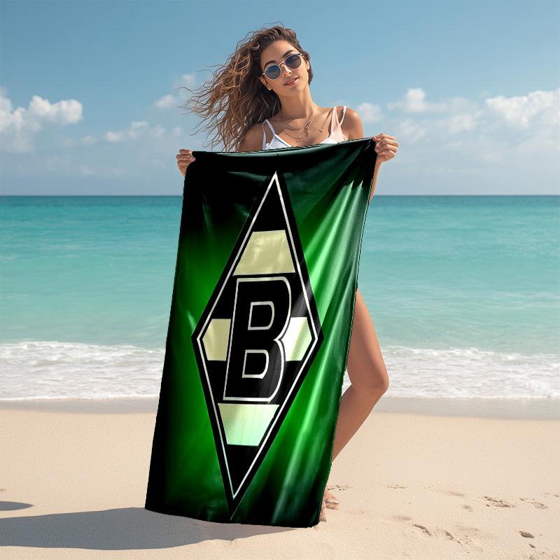 proof beach towel with Borussia Monchengladbach logo pattern - soft,absorbent,quick-drying,machine washable - perfect for swimming,camping,bathing