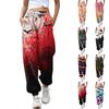 Женские повседневные модные брюки для отдыха с принтом на Хэллоуин, спортивные штаны, брюки с эластичной резинкой на талии, брюки со шнурком